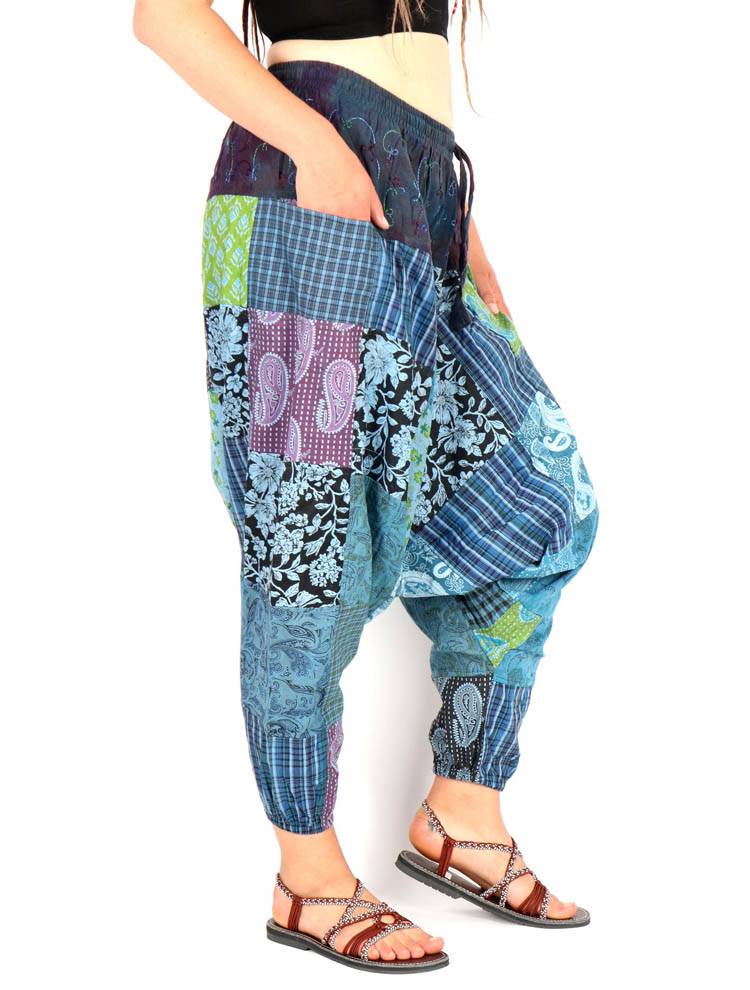 Pantalón harem patchwork con bordado artesanal PAEV79