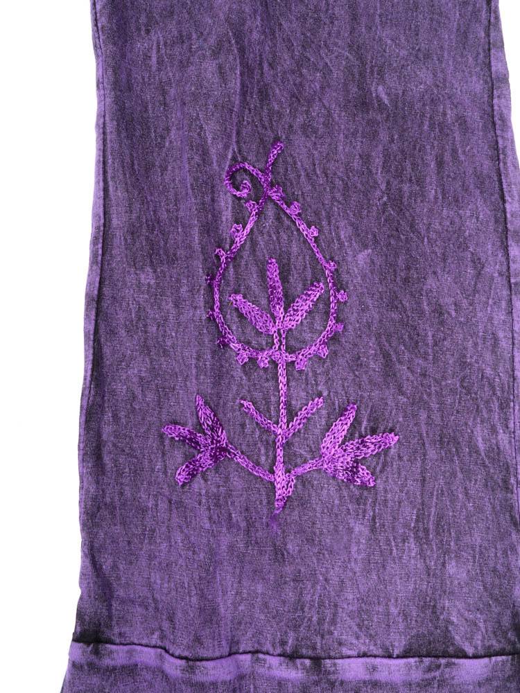 Pantalón artesanal con bajo patchwork y bordado PAEV80