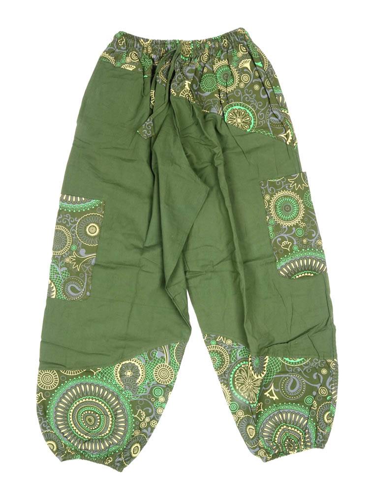 Pantalón jogger unisex con detalles étnicos PAEV81 color Verde