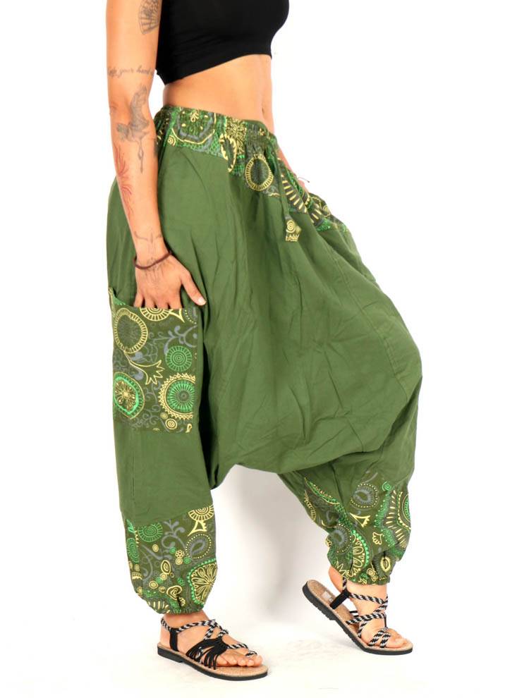 Pantalón harem unisex con detalles estampados PAEV82