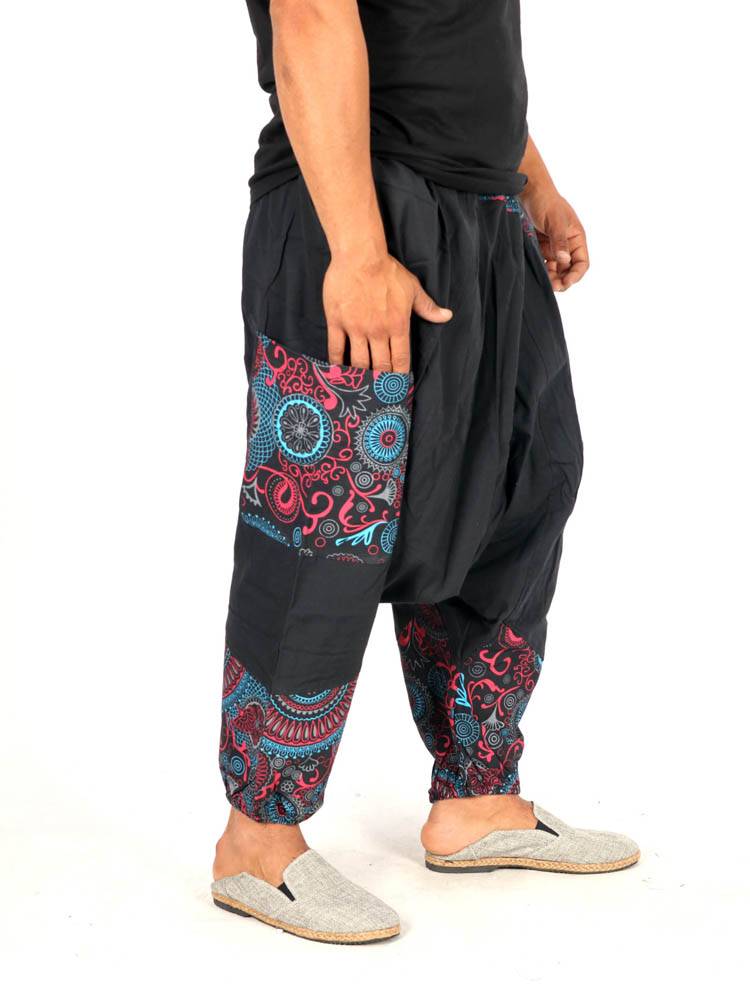 Pantalón harem unisex con detalles estampados PAEV82