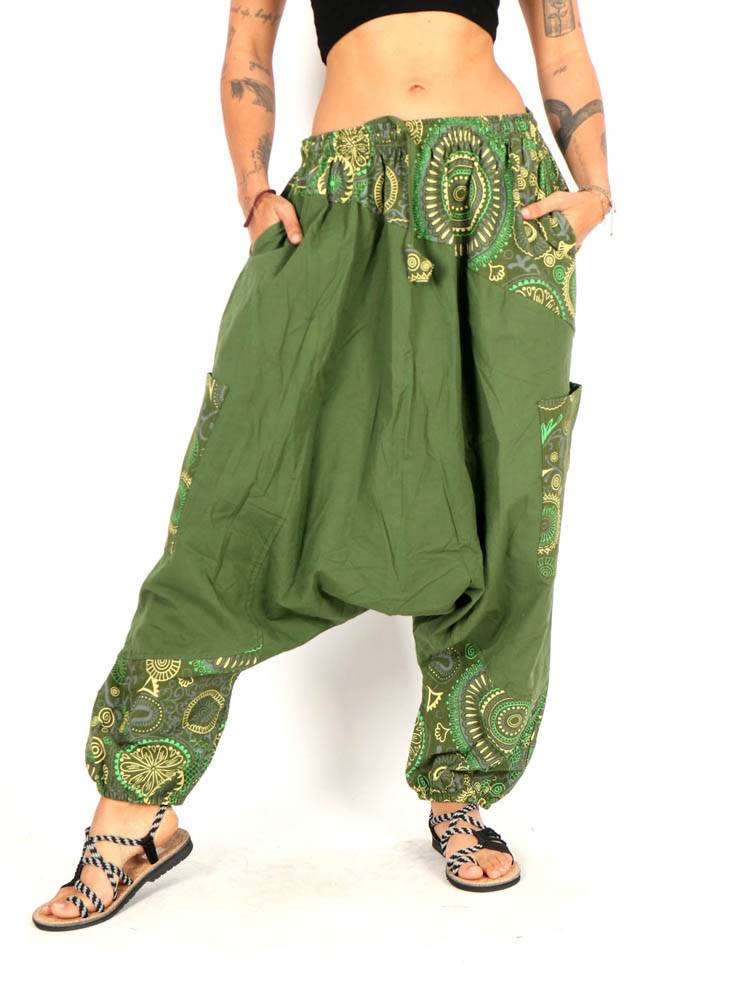 Pantalón harem unisex con detalles estampados PAEV82