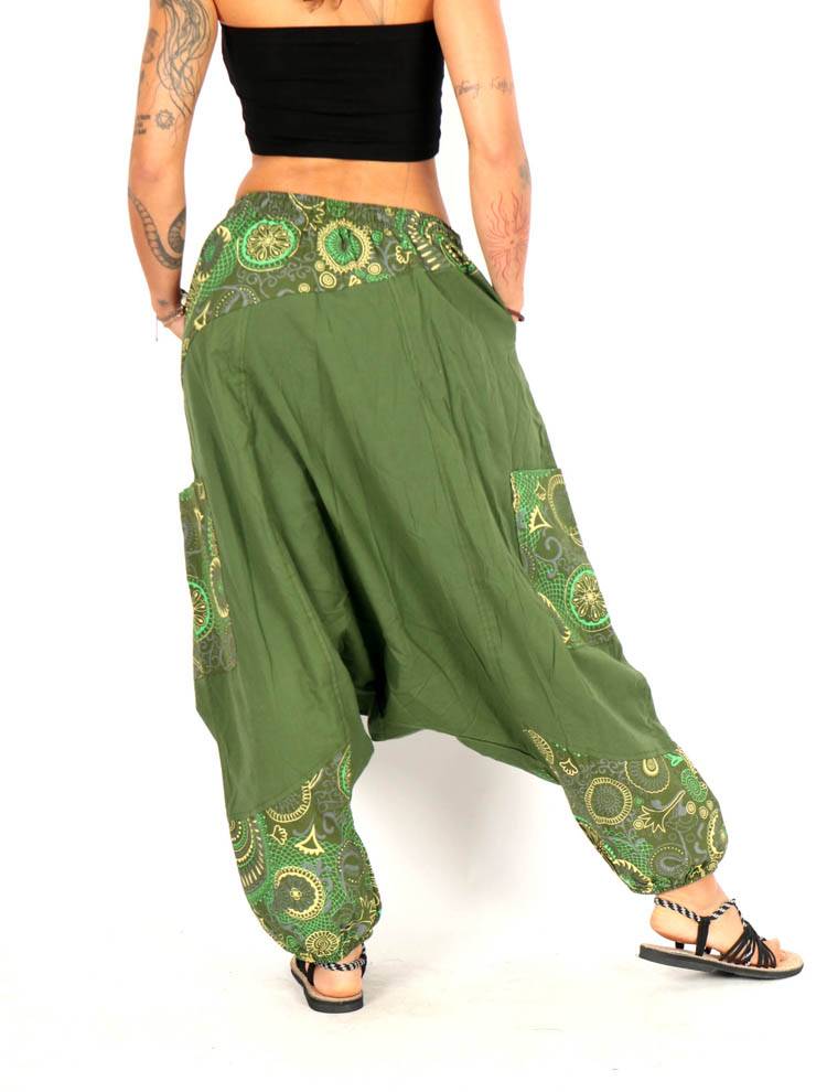 Pantalón harem unisex con detalles estampados PAEV82