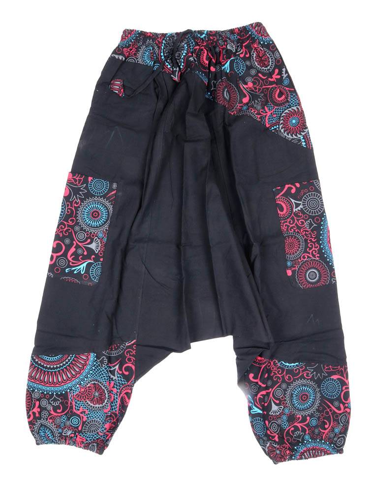 Pantalón harem unisex con detalles estampados PAEV82 color Negro