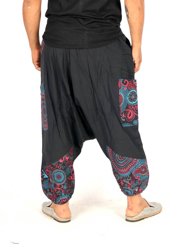 Pantalón harem unisex con detalles estampados PAEV82
