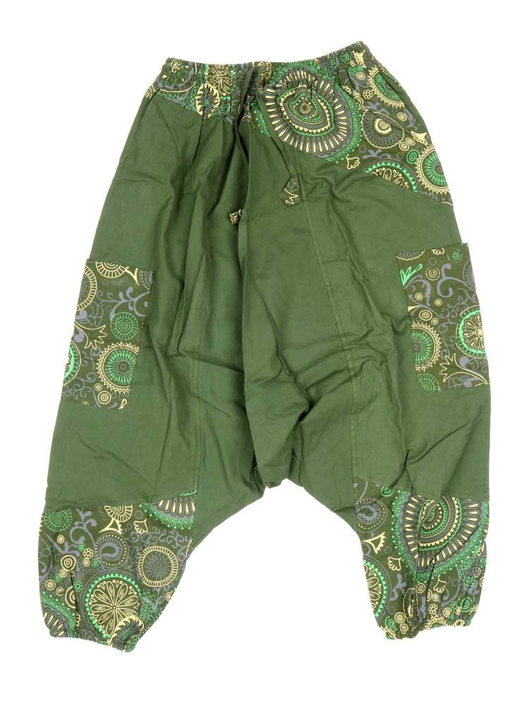 Pantalón harem unisex con detalles estampados PAEV82 color Verde