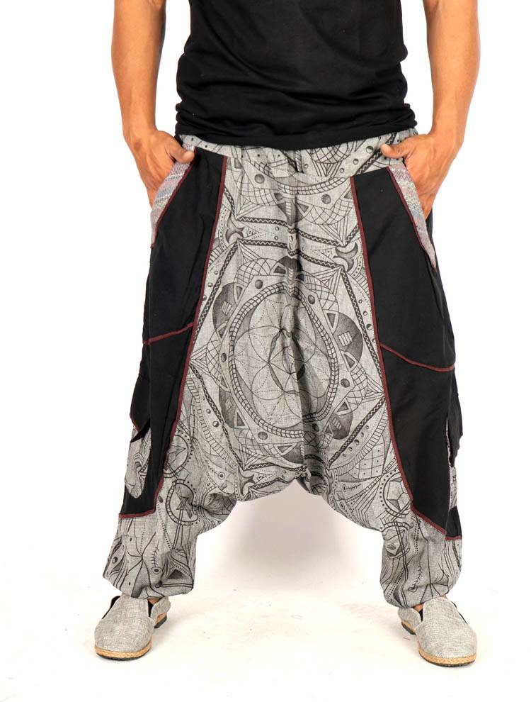 Pantalón harem unisex con estampado geométrico PAEV83