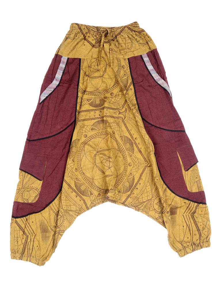 Pantalón harem unisex con estampado geométrico PAEV83 color Mostaza