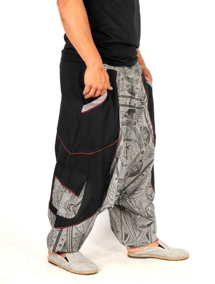 Pantalón harem unisex con estampado geométrico PAEV83