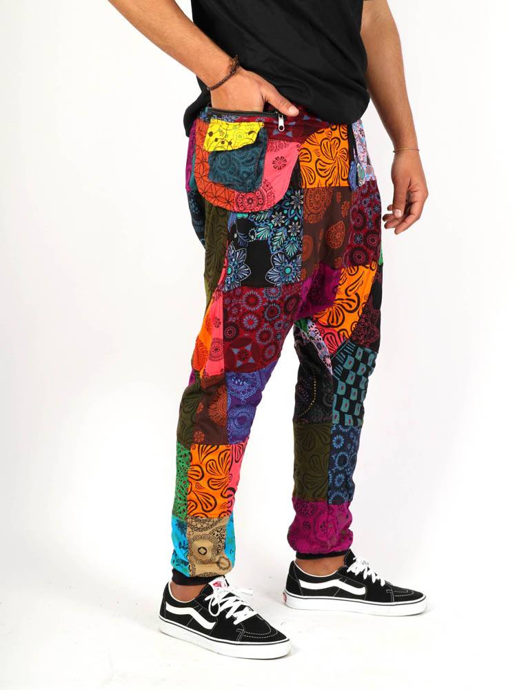 Pantalón hippie Patchwork con riñonera [PAHC28] para comprar al por Mayor o Detalle en la categoría de Pantalones Hippies