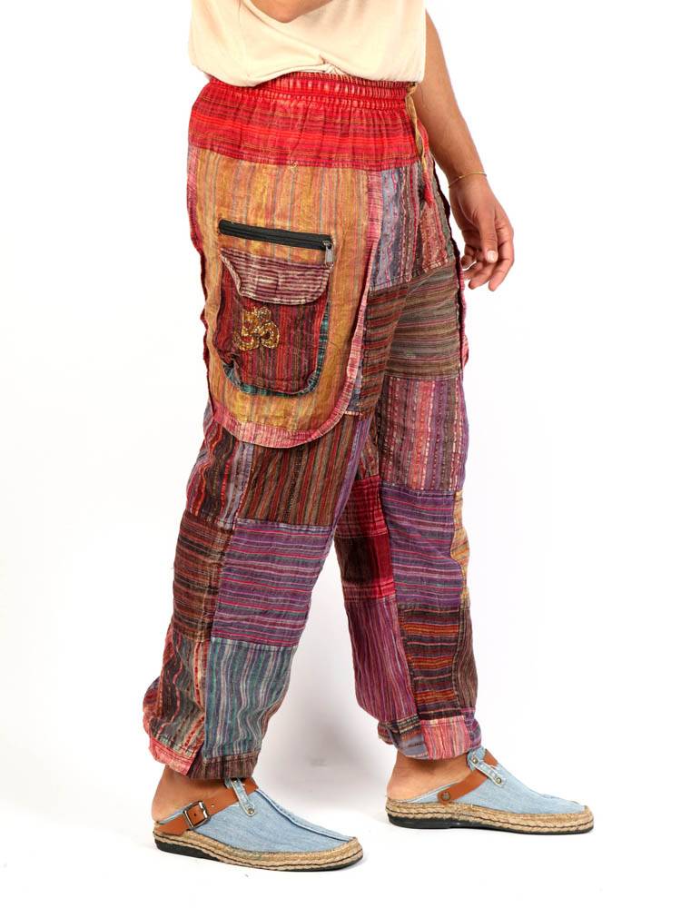 Pantalón hippie Patchwork y OM en Bolsillo [PAHC32] para comprar al por Mayor o Detalle en la categoría de Pantalones Hippies