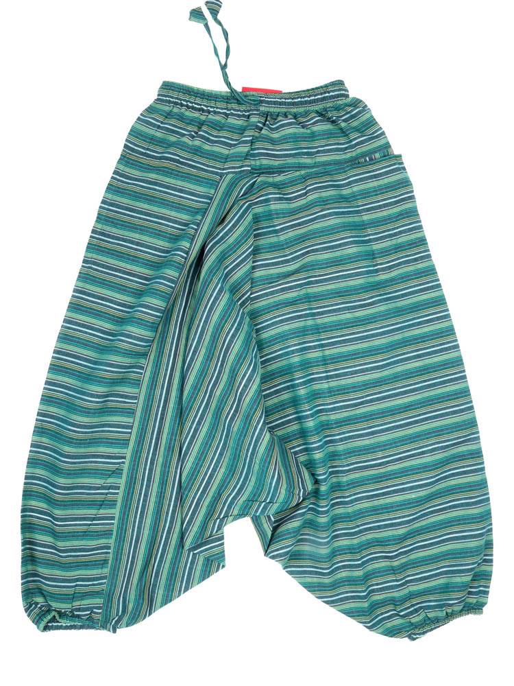 Pantalón Hippie Unisex tiro muy bajo y Rayas PAHC48 color Verde