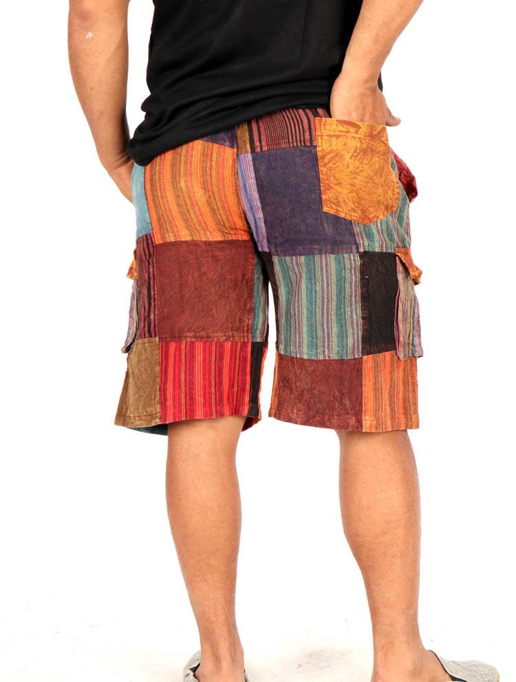 Pantalón corto patchwork de Rayas Lavado a la piedra PAHC49