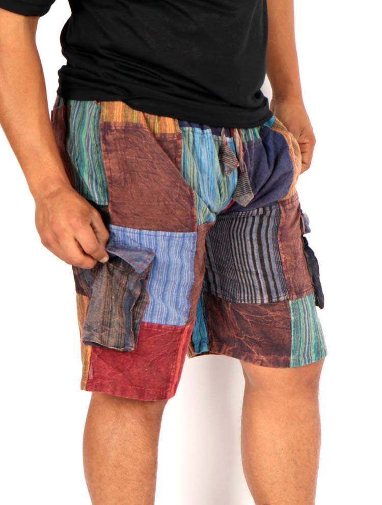 Pantalón corto patchwork de Rayas Lavado a la piedra PAHC49