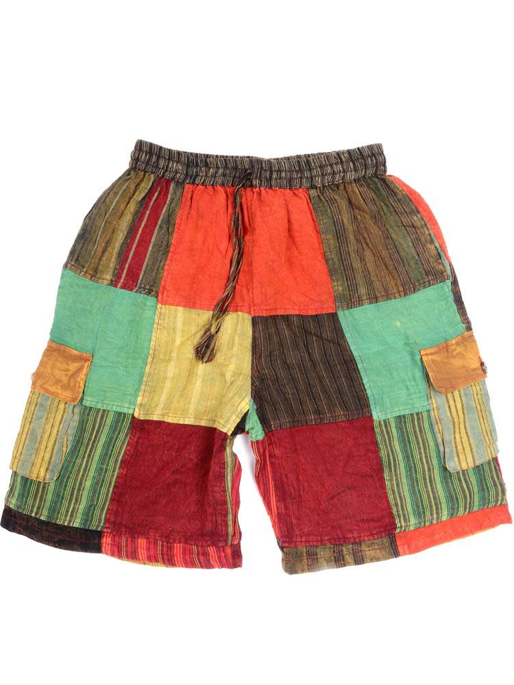 Pantalón corto patchwork de Rayas Lavado a la piedra PAHC49