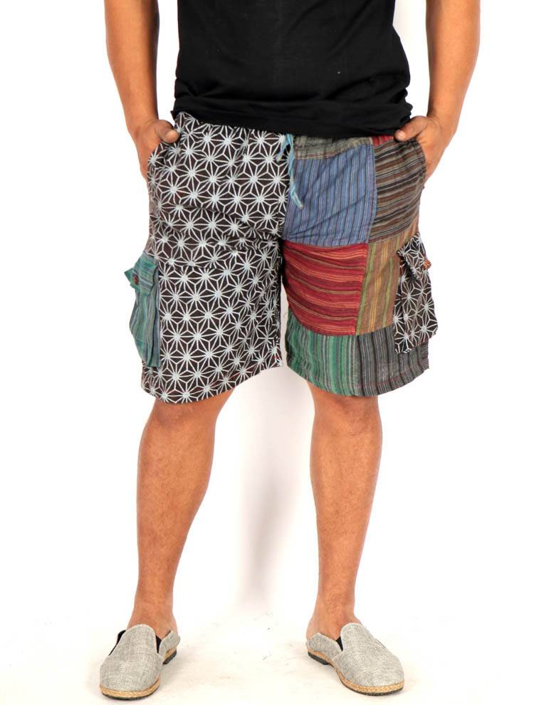 Pantalón Corto Patchwork con Estampado Étnico PAHC56