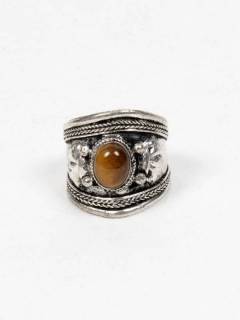 Modelo: Ojo tigre Bisutería Tibetana - Anillo realizado en metal ANAT04 - Modelo Ojo tigre