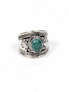 Modelo: Turquesa Bisutería Tibetana - Anillo realizado en metal ANAT04 - Modelo Turquesa