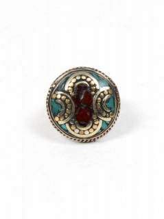 Anillo Tibetano Turquesas Naturales,  para comprar al por mayor o detalle  en la categoría de Bisutería y Plata Hippie Artesanal | ZAS. [ANAT05]