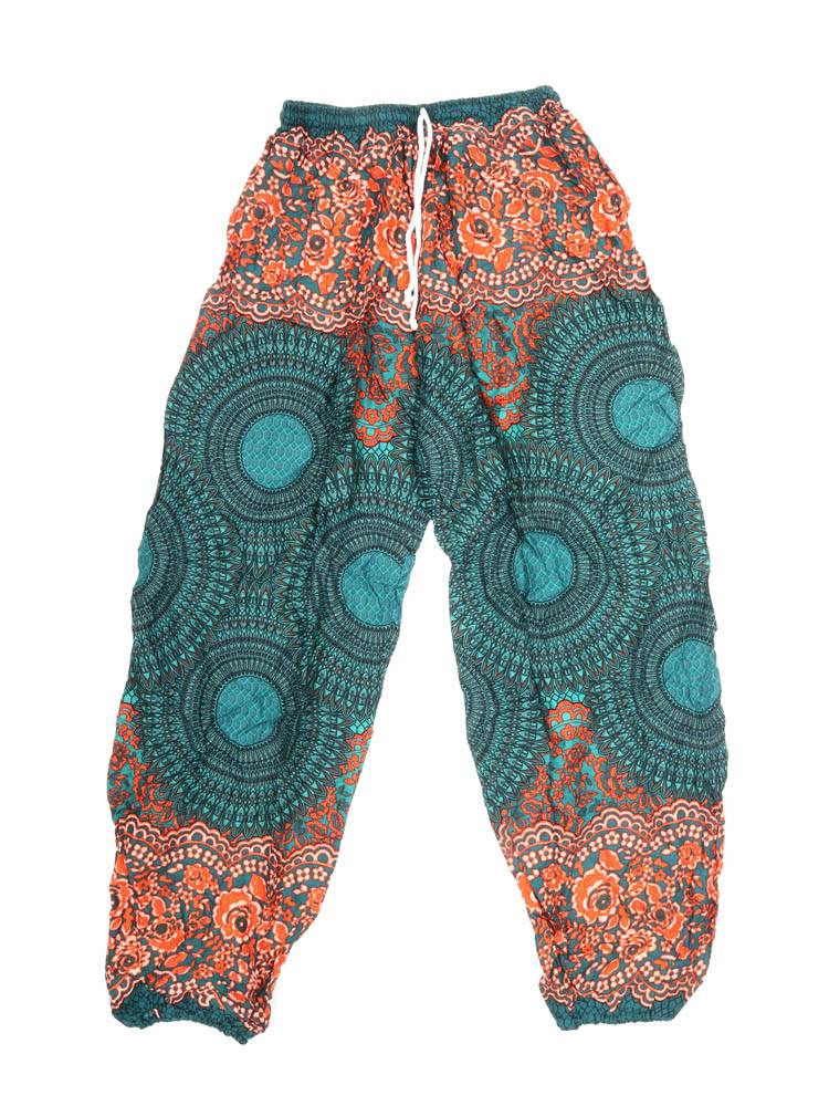 Pantalón fluido de mandalas con alma bohemia PAPA02 color Verde es