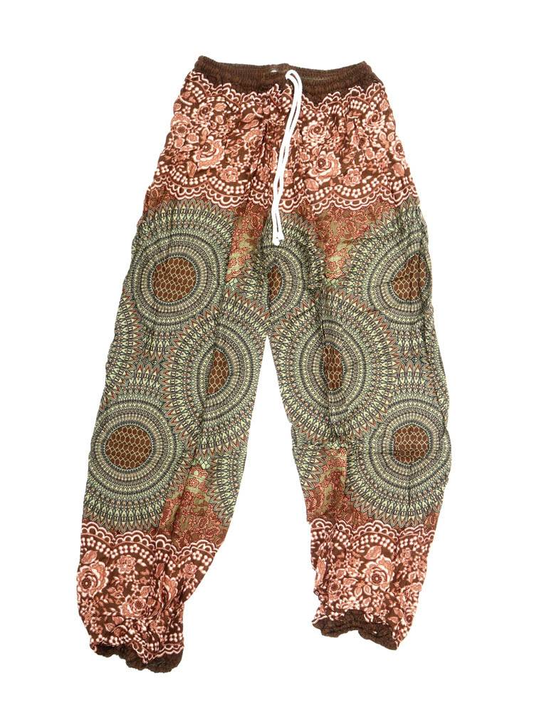Pantalón fluido de mandalas con alma bohemia PAPA02 color Verde ol