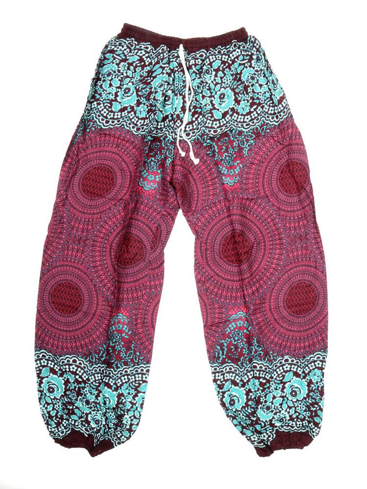 Pantalón fluido de mandalas con alma bohemia PAPA02 color Granate