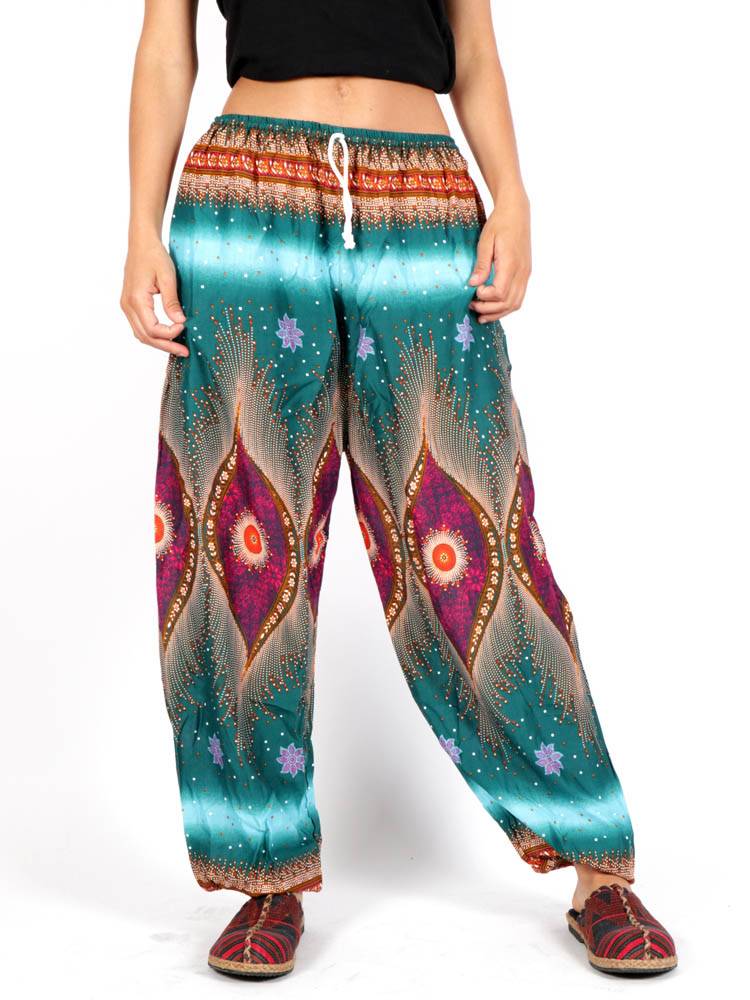 Pantalon amplio rayón estampado Psicotrip [PAPA04] para comprar al por Mayor o Detalle en la categoría de Pantalones Hippie Harem
