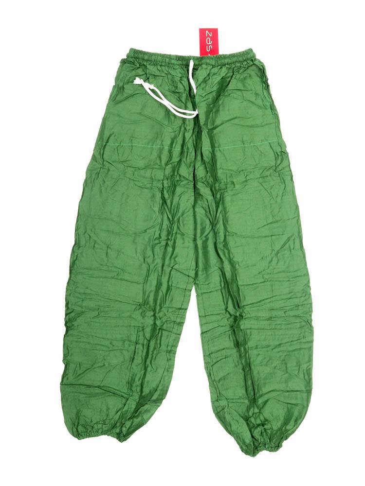 Pantalon unisex amplio rayón liso PAPA11 color Verde pi