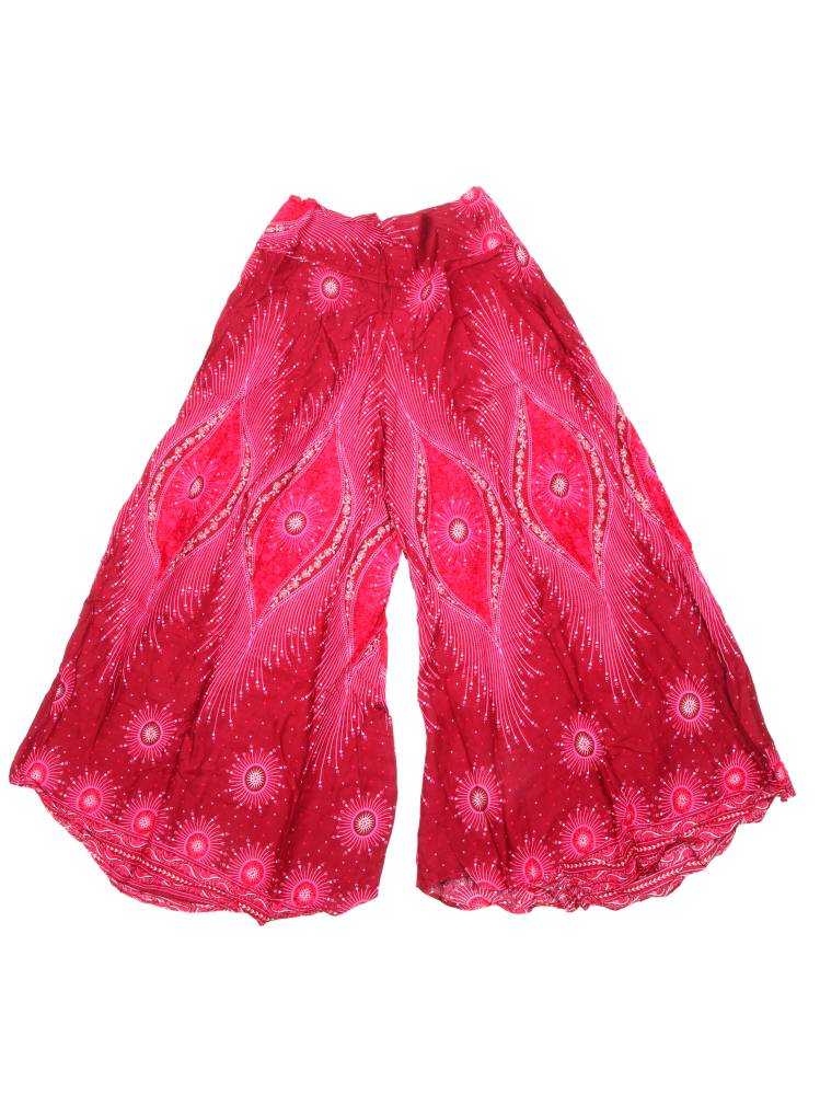 Pantalón Amplio Estampado Étnico PAPN12 color Rojo