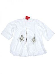 Modelo: Blanco Camisetas - Blusas - Tops - Blusa con borado de flores BLAO01 - Modelo Blanco