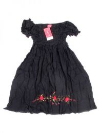 Modelo: Negro Vestidos Hippie Ethnic Boho - Vestido corto con bordado BLAO02 - Modelo Negro