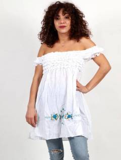 Vestido Étnico Bordado Flores,  para comprar al por mayor o detalle  en la categoría de Ropa Hippie de Mujer | ZAS Tienda Alternativa. [BLAO02]