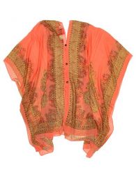 Modelo: Salmón Blusa transparecia de flores Mod Salmón