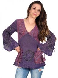 Detalle no seleccionable para compra Camisetas de Manga Larga - Blusa hippie de algodón BLEV03.