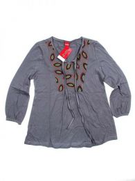Modelo: Gris Outlet Ropa Hippie - Blusa hippie de rayón BLEV05 - Modelo Gris