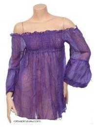Modelo: Morado Outlet Ropa Hippie - Blusa fina lisa. algodón, BLHC03 - Modelo Morado