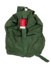 Modelo: Verde Bolsos y Mochilas Hippies - Mochila de loneta con múltiples BOHC06 - Modelo Verde