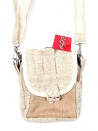 ZAS robapinzas.com | Bolso fabricado 100% Cáñamo - Hemp natural del himalaya, con varios bolsillos compartimentos, forro interno, bandolera desmontable y regulable y cincha para el cinturón. 