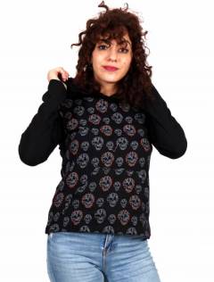 Camiseta con Calaveras y Capucha, para comprar al por mayor o detalle  en la categoría de Ropa Hippie de Mujer | ZAS.[CACEV04]