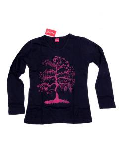 Modelo: Fucsia Camisetas de Manga Larga - Camiseta de algodón CAEV12 - Modelo Fucsia