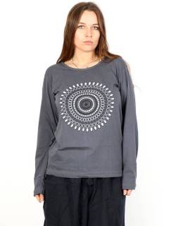 Camiseta M Larga estampado mandala,  para comprar al por mayor o detalle  en la categoría de Ropa Hippie de Mujer Artesanal | ZAS. [CAEV14]