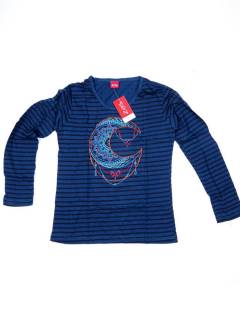 Camisetas de Manga Larga - Camiseta de rayas de algodón CAEV17 - Modelo Azul