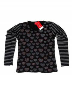 Modelo: Negro Outlet Ropa Hippie - Camiseta de algodón CAEV27 - Modelo Negro