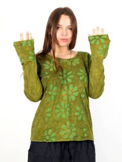 Camiseta M Larga con Estampado Floresy Bordados [CAEV33]. Camisetas Hippie M Larga para comprar al por mayor o detalle  en la categoría de Ropa Hippie de Mujer | ZAS.