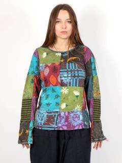 Camiseta M Larga Patchwork CAEV35 para comprar al por mayor o detalle  en la categoría de Ropa Hippie de Mujer | ZAS.