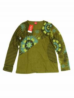 Modelo: Verde Camisetas de Manga Larga - Camiseta de algodón CAEV37 - Modelo Verde