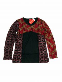 Camiseta M Larga combinado retro y bambú CAEV38 para comprar al por mayor o detalle  en la categoría de Ropa Hippie de Mujer Artesanal | ZAS.