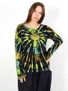 Camiseta M Larga Paz Tie Dye Multicolor [CAEV41]. Camisetas de Manga Larga para comprar al por mayor o detalle  en la categoría de Ropa Hippie de Mujer Artesanal | ZAS.