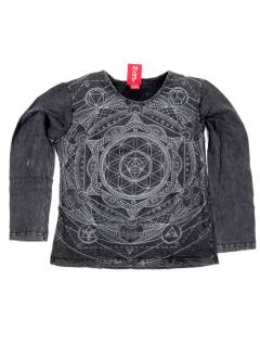 Camisetas Hippie M Larga - Camiseta artesanal de manga CAEV42 - Modelo Negro
