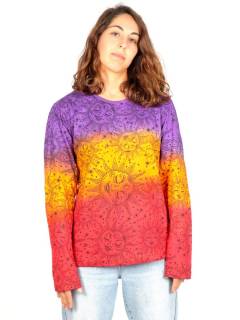 Camiseta Tricolor con Soles Hippies [CAEV43]. Camisetas Hippie M Larga para comprar al por mayor o detalle  en la categoría de Ropa Hippie Bohemia de Mujer | ZAS.